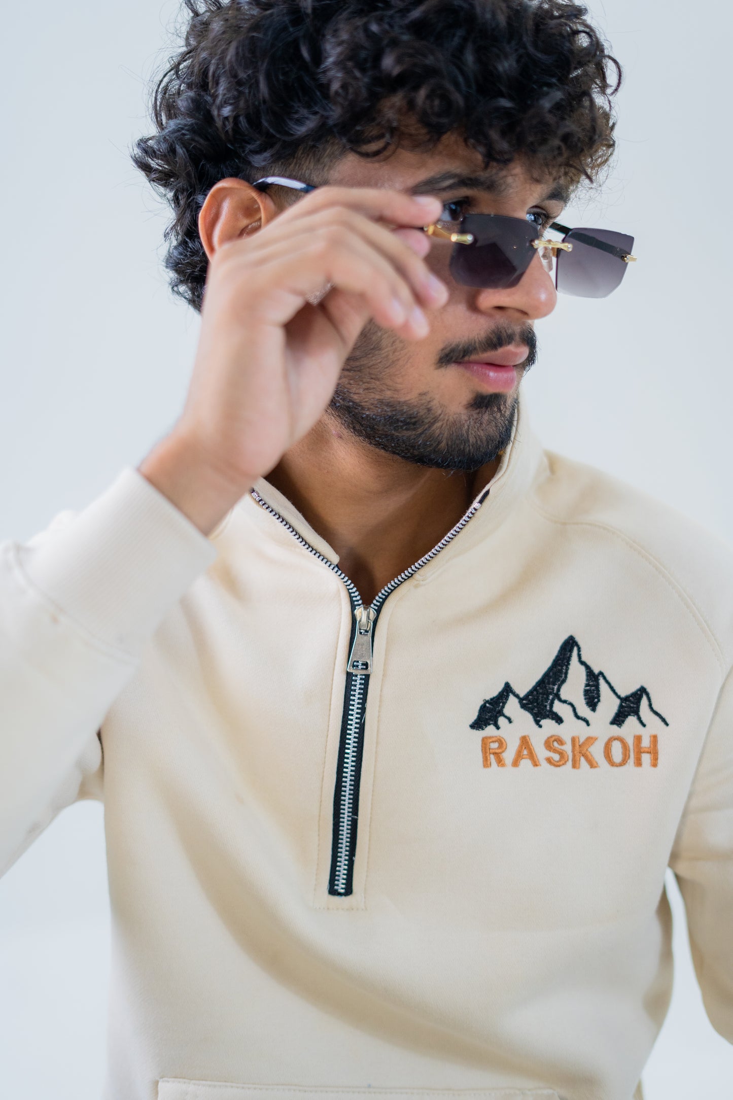 Mock neck quarter zip sweatshirt