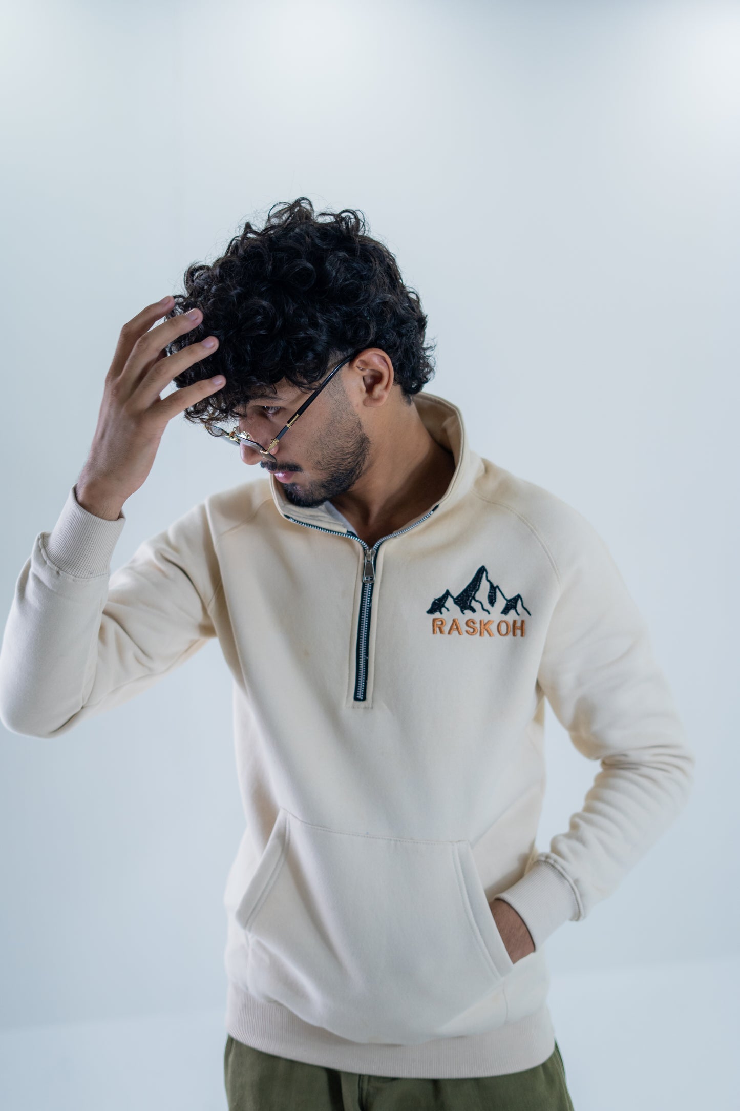 Mock neck quarter zip sweatshirt