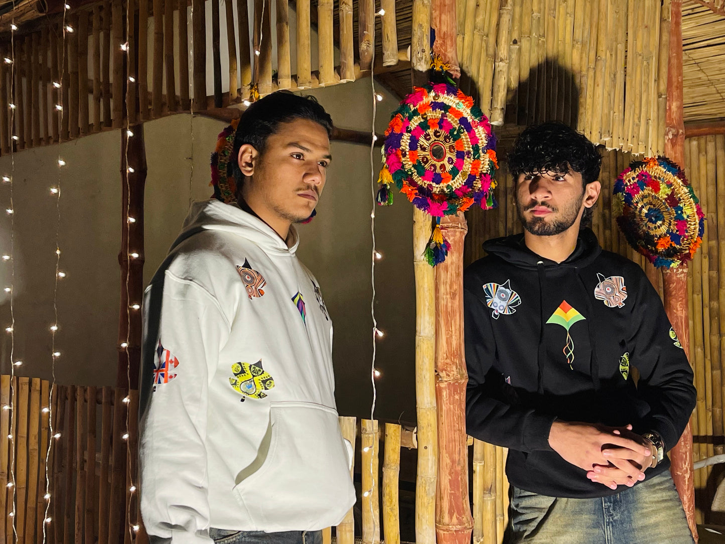 Black & White Kite Printed Hoodie – Premium Cotton Fleece | RASKOH