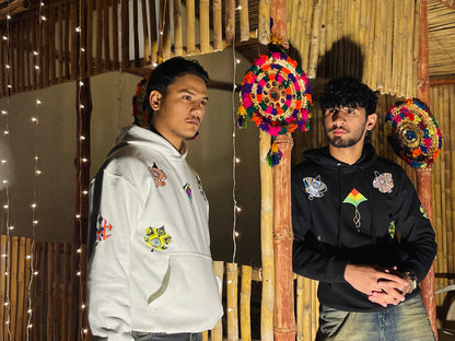 Black & White Kite Printed Hoodie – Premium Cotton Fleece | RASKOH