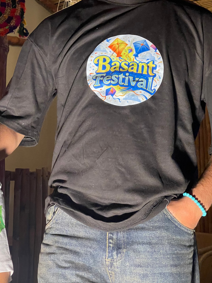 Kite Print Black & White Cotton T-Shirt