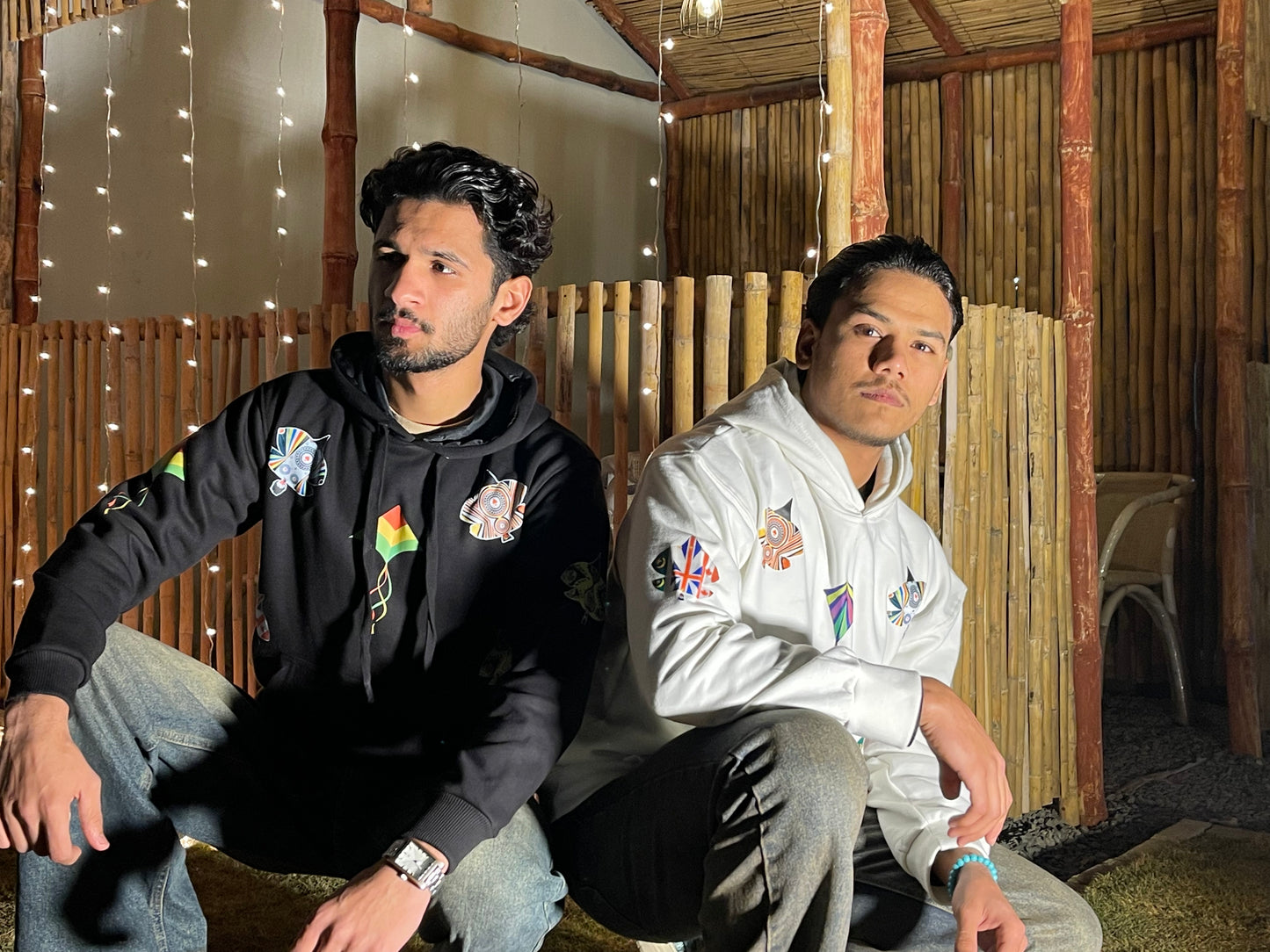 Black & White Kite Printed Hoodie – Premium Cotton Fleece | RASKOH