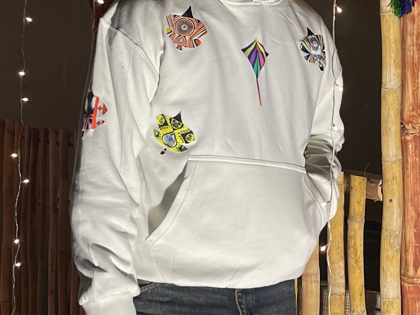 Black & White Kite Printed Hoodie – Premium Cotton Fleece | RASKOH