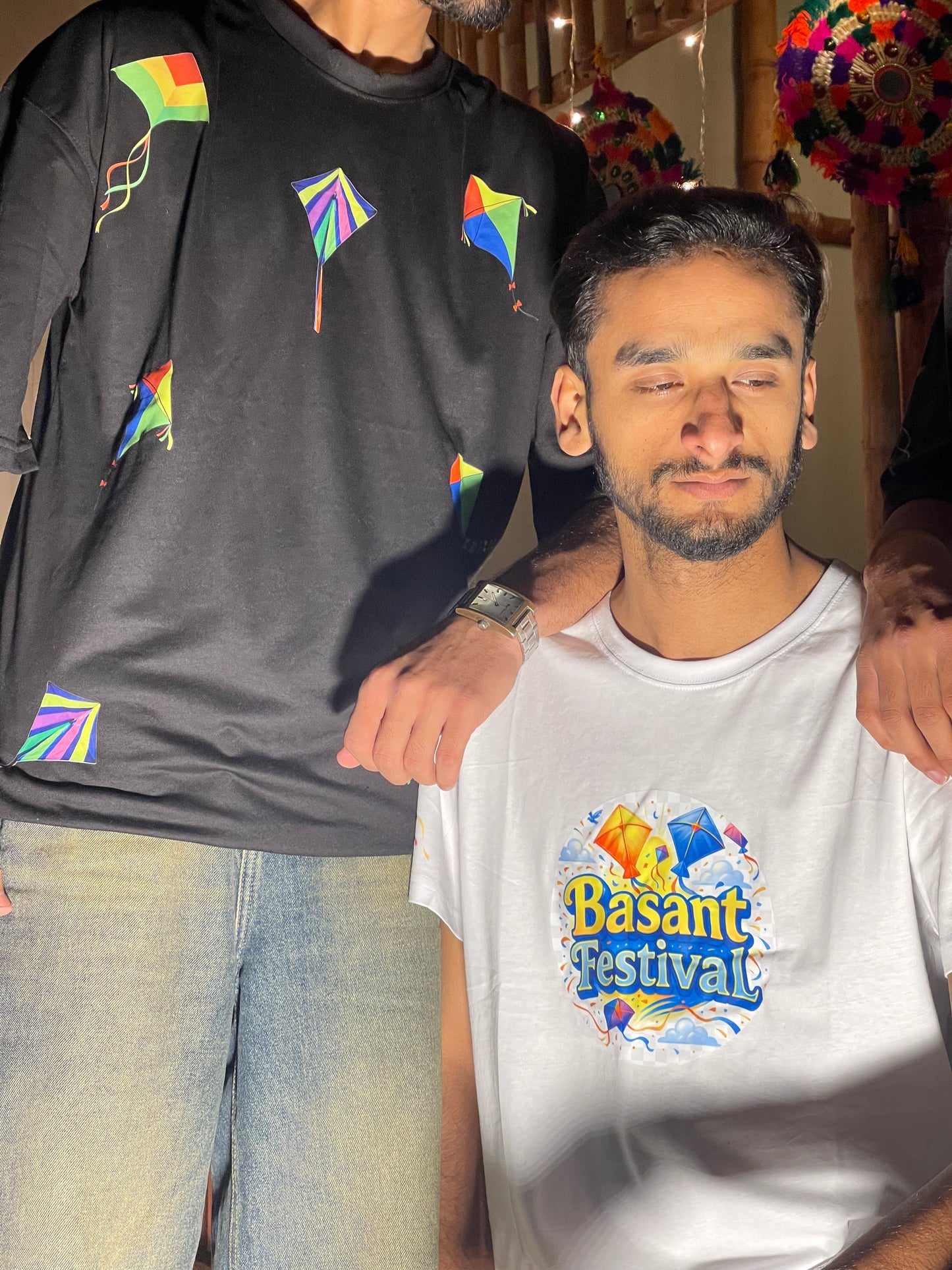 Kite Print Black & White Cotton T-Shirt