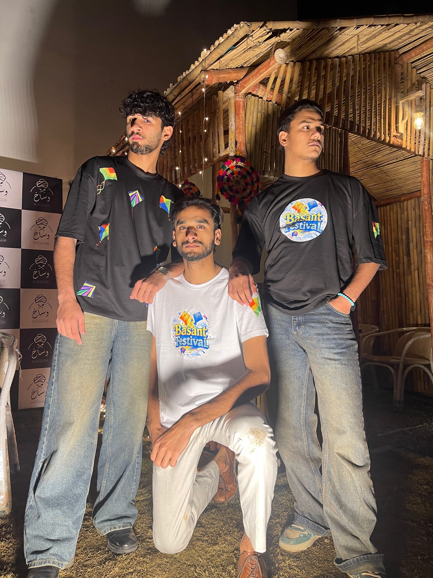 Kite Print Black & White Cotton T-Shirt