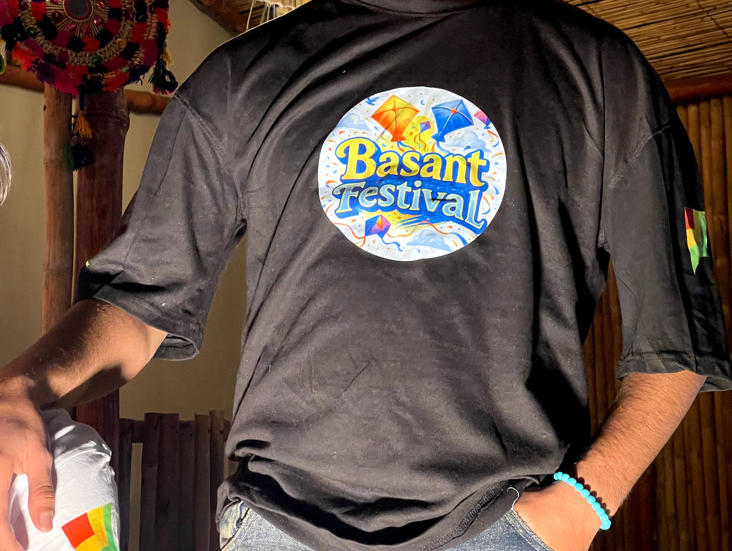 Kite Print Black & White Cotton T-Shirt